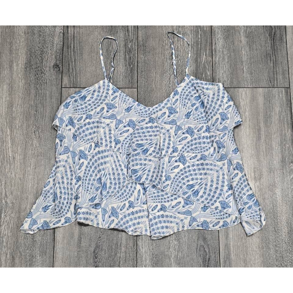 Intermix Top Silk Layered Spaghetti babydoll Y2k Strap Blouse Blue Sz 0 A006033